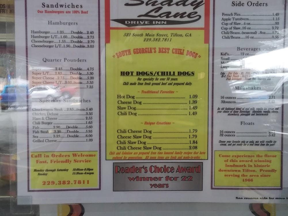 Shady Lane Drive Inn Menu image 3